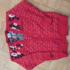 Vintage Jantzen sweater women's size medium red, black and white